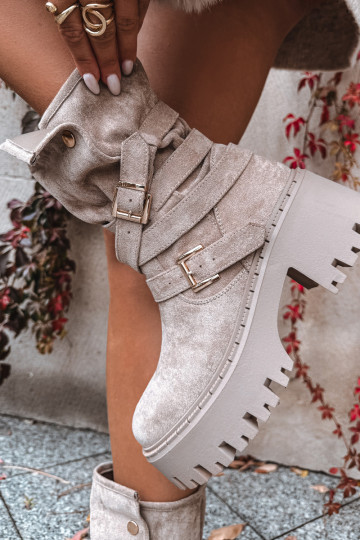 Moteriški aulinukai Ant masyvių kulnų su sagtimis I Juostelėsem smėlio spalvos Nerelisa 2