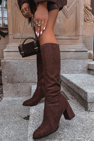 moteriški ilgaauliai batai su kulniukaissuiš eko zomšosu CzekoladoĮe Yelisse 2