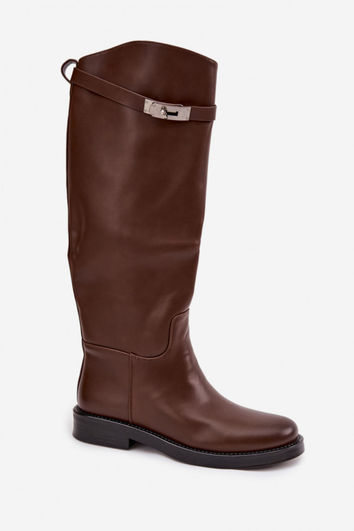 moteriški ilgaauliai batai su dekoruotais kulnais Eko Oda CzekoladoĮe Palisse