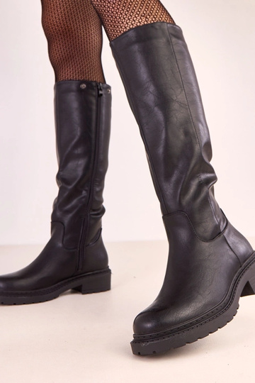Juodi ilgaauliai batai su nuimamu aulu Elane 2