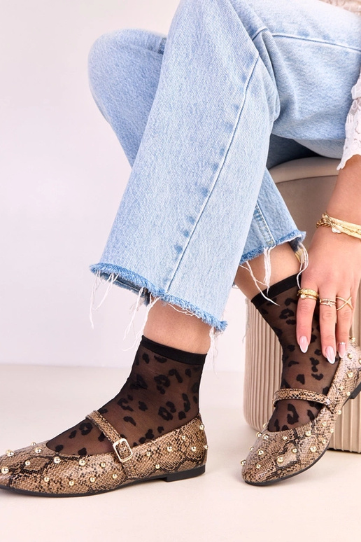 Rudos spalvos Selena balerinės su... Rudos spalvos Selena balerinės su...