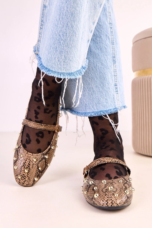 Rudos spalvos Selena balerinės su... Rudos spalvos Selena balerinės su...