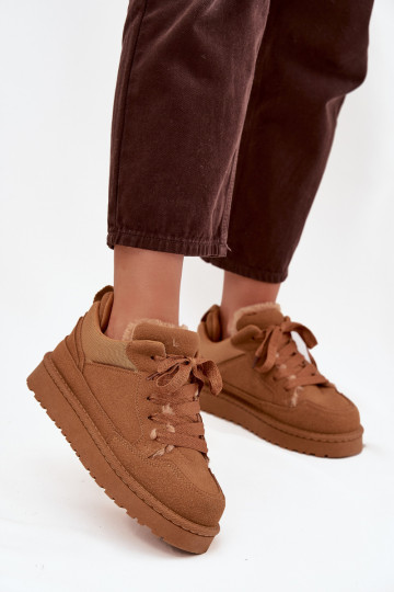 Sneakers modelio batai Moteriškas pašiltinti su kailiuku viduje rudos spalvos Cyrissa