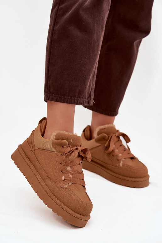 Sneakers modelio batai Moteriškas pašiltinti su kailiuku viduje rudos spalvos Cyrissa Sneakers modelio batai Moteriškas pašiltinti su kailiuku viduje rudos spalvos Cyrissa