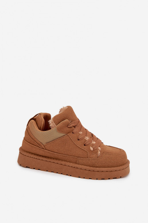 Sneakers modelio batai Moteriškas pašiltinti su kailiuku viduje rudos spalvos Cyrissa Sneakers modelio batai Moteriškas pašiltinti su kailiuku viduje rudos spalvos Cyrissa