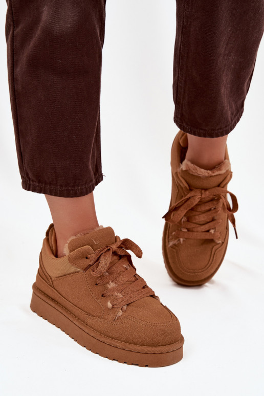 Sneakers modelio batai Moteriškas pašiltinti su kailiuku viduje rudos spalvos Cyrissa Sneakers modelio batai Moteriškas pašiltinti su kailiuku viduje rudos spalvos Cyrissa