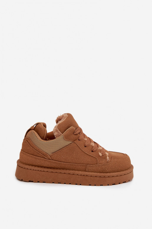 Sneakers modelio batai Moteriškas pašiltinti su kailiuku viduje rudos spalvos Cyrissa Sneakers modelio batai Moteriškas pašiltinti su kailiuku viduje rudos spalvos Cyrissa