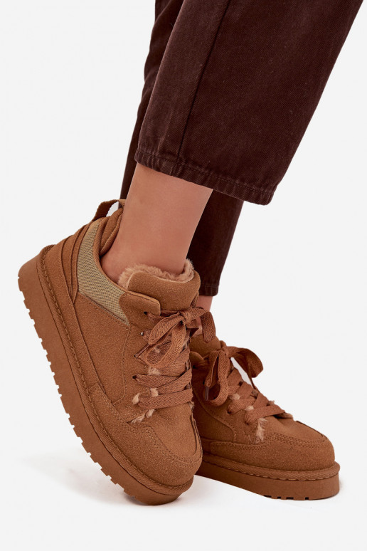 Sneakers modelio batai Moteriškas pašiltinti su kailiuku viduje rudos spalvos Cyrissa Sneakers modelio batai Moteriškas pašiltinti su kailiuku viduje rudos spalvos Cyrissa