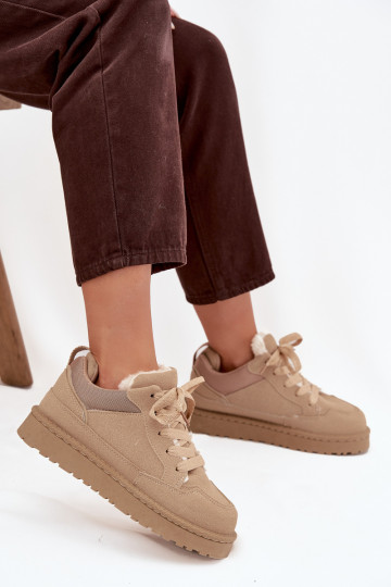 Sneakers modelio batai Moteriškas pašiltinti su kailiuku viduje smėlio spalvos Cyrissa
