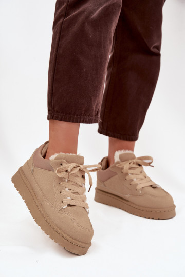 Sneakers modelio batai Moteriškas pašiltinti su kailiuku viduje smėlio spalvos Cyrissa 2