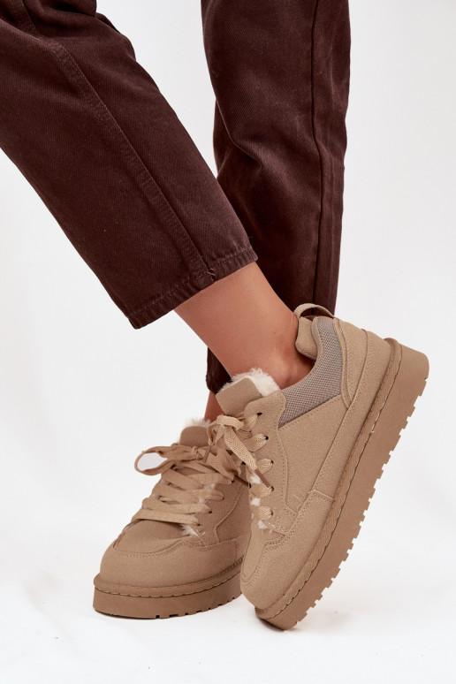 Sneakers modelio batai Moteriškas pašiltinti su kailiuku viduje smėlio spalvos Cyrissa Sneakers modelio batai Moteriškas pašiltinti su kailiuku viduje smėlio spalvos Cyrissa