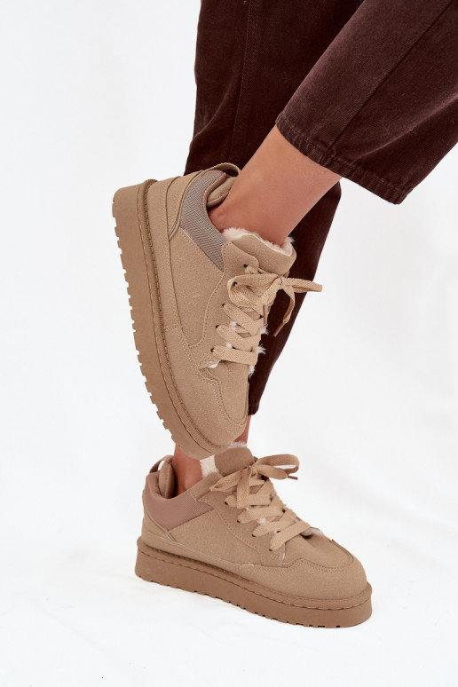 Sneakers modelio batai Moteriškas pašiltinti su kailiuku viduje smėlio spalvos Cyrissa Sneakers modelio batai Moteriškas pašiltinti su kailiuku viduje smėlio spalvos Cyrissa