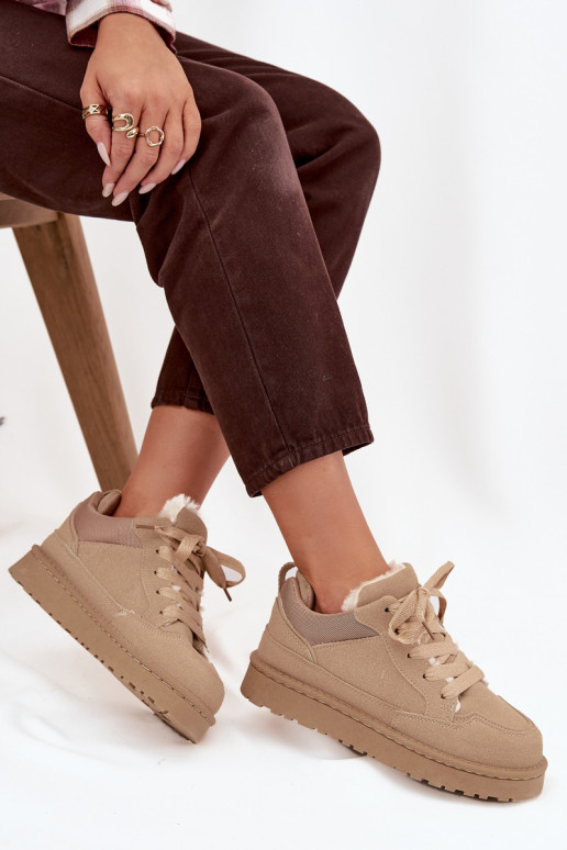 Sneakers modelio batai Moteriškas pašiltinti su kailiuku viduje smėlio spalvos Cyrissa Sneakers modelio batai Moteriškas pašiltinti su kailiuku viduje smėlio spalvos Cyrissa