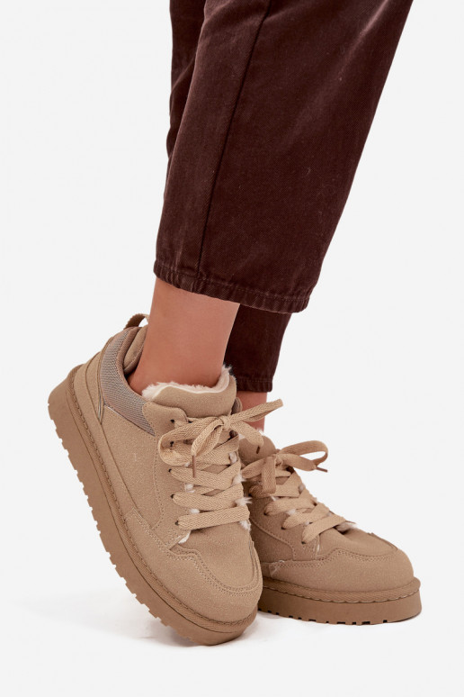 Sneakers modelio batai Moteriškas pašiltinti su kailiuku viduje smėlio spalvos Cyrissa Sneakers modelio batai Moteriškas pašiltinti su kailiuku viduje smėlio spalvos Cyrissa