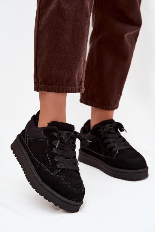 Sneakers modelio batai Moteriškas pašiltinti su kailiuku viduje juodos spalvos Cyrissa Sneakers modelio batai Moteriškas pašiltinti su kailiuku viduje juodos spalvos Cyrissa
