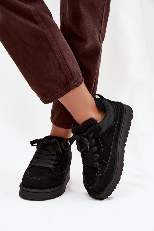 Sneakers modelio batai Moteriškas pašiltinti su kailiuku viduje juodos spalvos Cyrissa Sneakers modelio batai Moteriškas pašiltinti su kailiuku viduje juodos spalvos Cyrissa