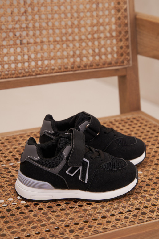 sportiniai bateliai Sneakers modelio batai Vaikiški su lipniais užsegimais juodos spalvos Galisse sportiniai bateliai Sneakers modelio batai Vaikiški su lipniais užsegimais juodos spalvos Galisse
