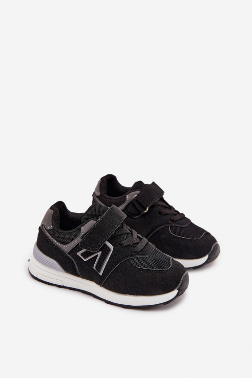 sportiniai bateliai Sneakers modelio batai Vaikiški su lipniais užsegimais juodos spalvos Galisse sportiniai bateliai Sneakers modelio batai Vaikiški su lipniais užsegimais juodos spalvos Galisse
