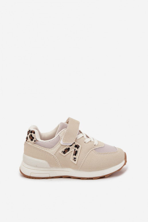 sportiniai bateliai Sneakers modelio batai Vaikiški su lipniais užsegimais smėlio spalvos Galisse sportiniai bateliai Sneakers modelio batai Vaikiški su lipniais užsegimais smėlio spalvos Galisse