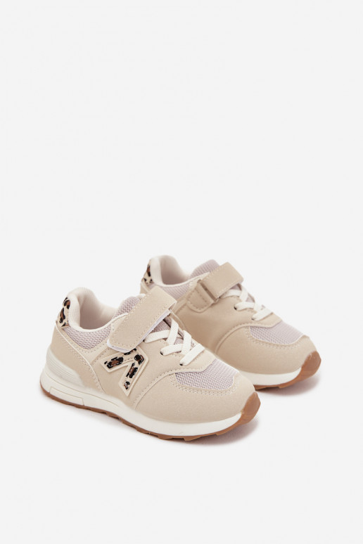sportiniai bateliai Sneakers modelio batai Vaikiški su lipniais užsegimais smėlio spalvos Galisse sportiniai bateliai Sneakers modelio batai Vaikiški su lipniais užsegimais smėlio spalvos Galisse