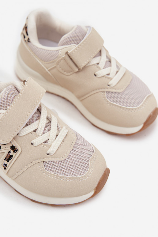 sportiniai bateliai Sneakers modelio batai Vaikiški su lipniais užsegimais smėlio spalvos Galisse sportiniai bateliai Sneakers modelio batai Vaikiški su lipniais užsegimais smėlio spalvos Galisse