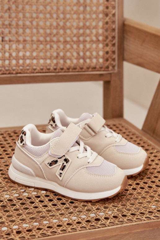 sportiniai bateliai Sneakers modelio batai Vaikiški su lipniais užsegimais smėlio spalvos Galisse sportiniai bateliai Sneakers modelio batai Vaikiški su lipniais užsegimais smėlio spalvos Galisse