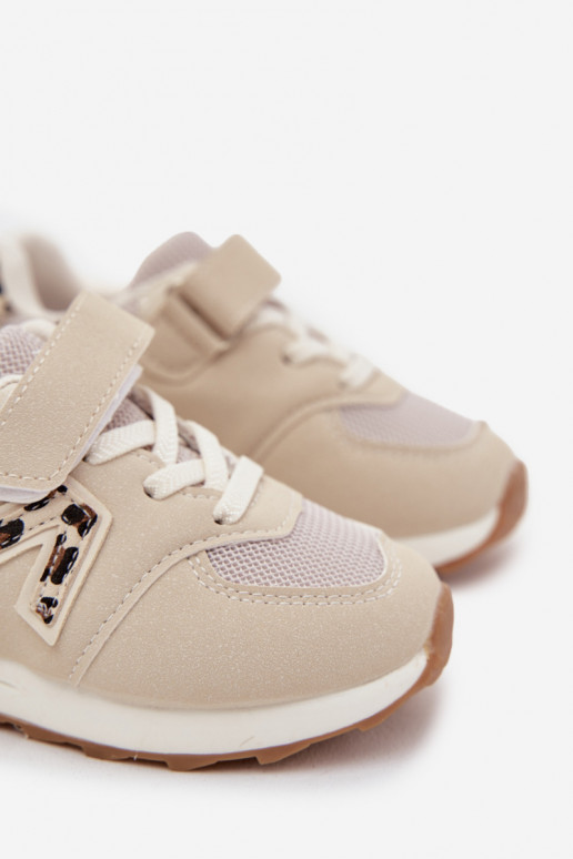 sportiniai bateliai Sneakers modelio batai Vaikiški su lipniais užsegimais smėlio spalvos Galisse sportiniai bateliai Sneakers modelio batai Vaikiški su lipniais užsegimais smėlio spalvos Galisse
