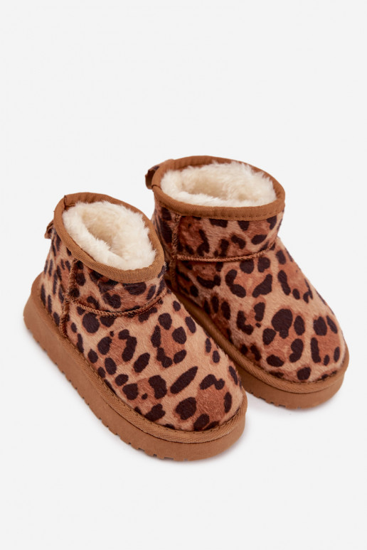 sniego batai Vaikiški Jaunimas pašiltinti su kailiuku viduje su leopardo kailio raštais rudos spalvos Mireya sniego batai Vaikiški Jaunimas pašiltinti su kailiuku viduje su leopardo kailio raštais rudos spalvos Mireya