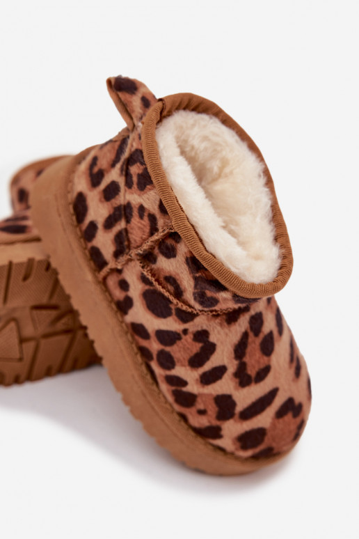sniego batai Vaikiški Jaunimas pašiltinti su kailiuku viduje su leopardo kailio raštais rudos spalvos Mireya sniego batai Vaikiški Jaunimas pašiltinti su kailiuku viduje su leopardo kailio raštais rudos spalvos Mireya