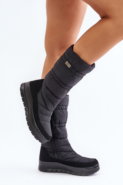 Moteriškas sniego batai Su dekoracija Progress PROGJ-24-147 juodos spalvos