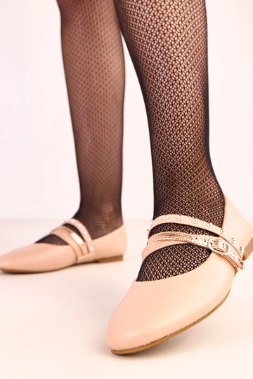 Smėlio spalvos balerinos su... 2