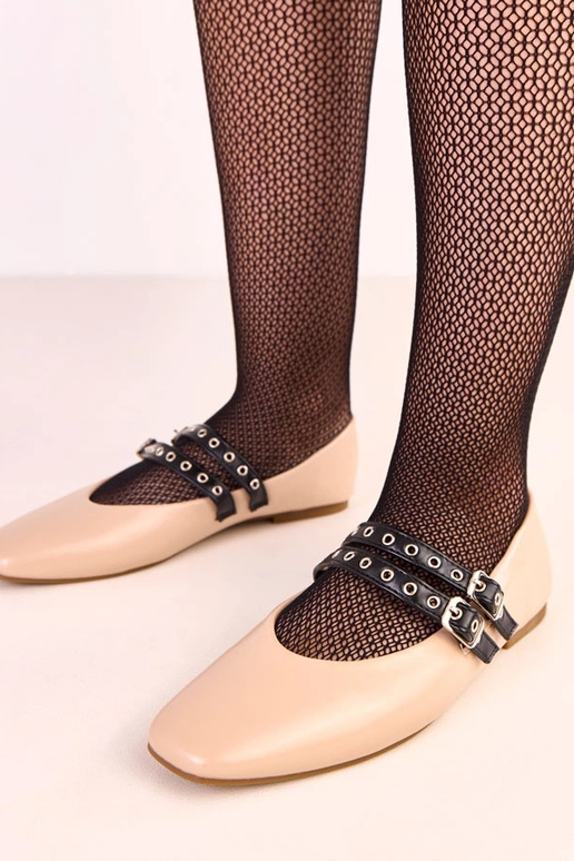 Smėlio spalvos balerinos su...