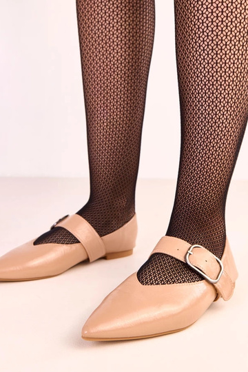 Smėlio spalvos balerinos su...