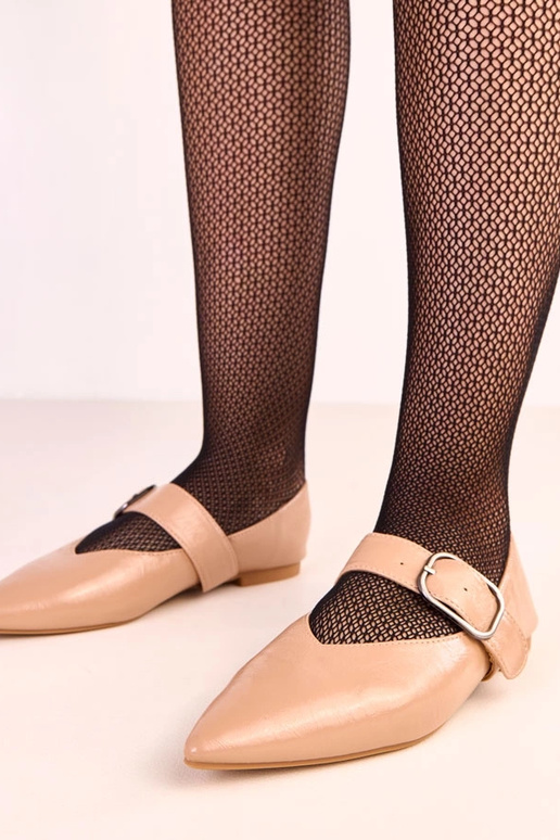 Smėlio spalvos balerinos su sagtimi Lena