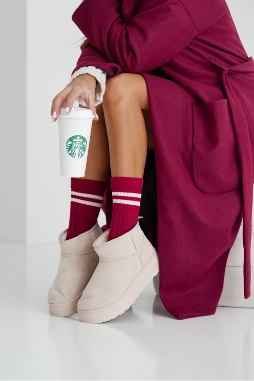 Kojinės Moteriškas INarkocz su juostelėmis bordo spalvos Kojinės Moteriškas INarkocz su juostelėmis bordo spalvos