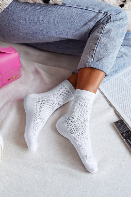 Kojinės Moteriškas su aužūro elementais baltos spalvos Kojinės Moteriškas su aužūro elementais baltos spalvos