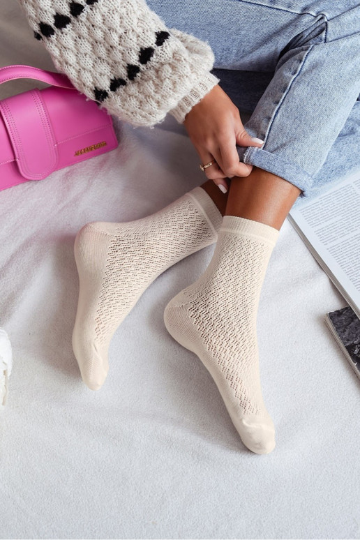 Kojinės Moteriškas su aužūro elementais dramblio kaulo spalvos Kojinės Moteriškas su aužūro elementais dramblio kaulo spalvos