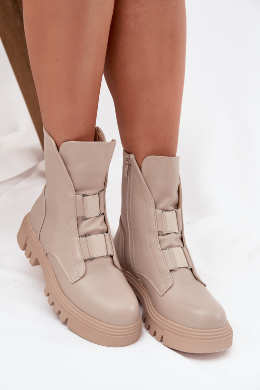 pašiltinti Darbiniai kulkšnies batai Moteriškas Į Pilį Eko Oda dramblio kaulo spalvos Tai turiilyra