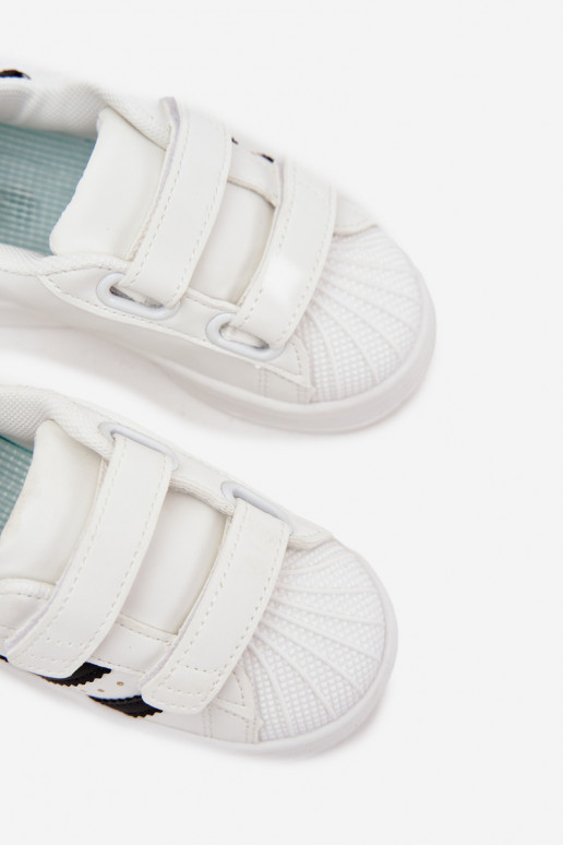 Vaikiški sportiniai bateliai Sneakers modelio batai iš eko odos baltos spalvos Renel