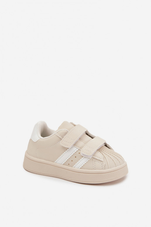 Vaikiški sportiniai bateliai Sneakers modelio batai iš eko odos smėlio spalvos Renel