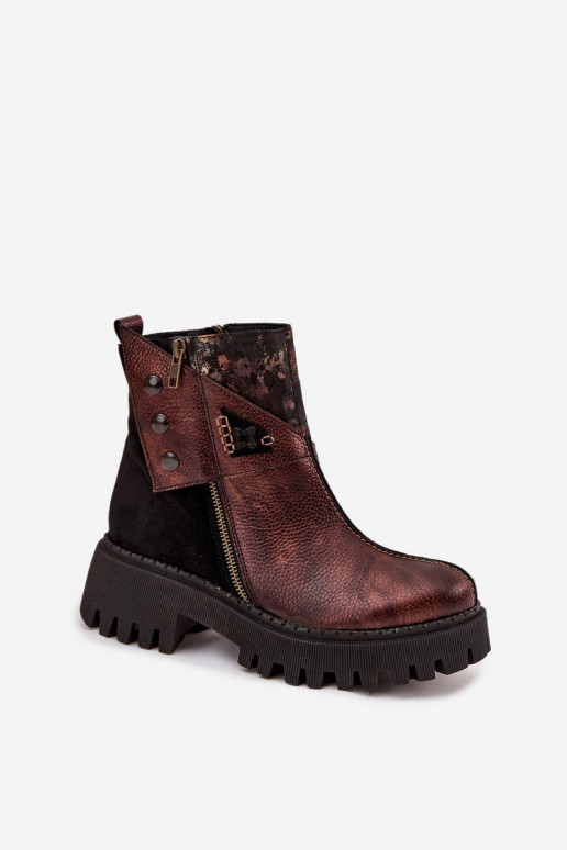 Oda pašiltinti Aulinukai su platforma Ir plokščiakulniai Tai turiciejka 06140-02 rudos spalvos