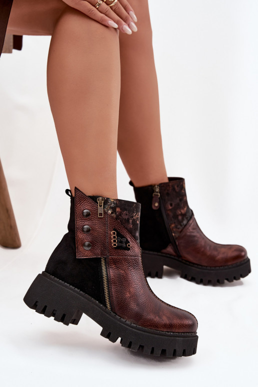 Oda pašiltinti Aulinukai su platforma Ir plokščiakulniai Tai turiciejka 06140-02 rudos spalvos Oda pašiltinti Aulinukai su platforma Ir plokščiakulniai Tai turiciejka 06140-02 rudos spalvos