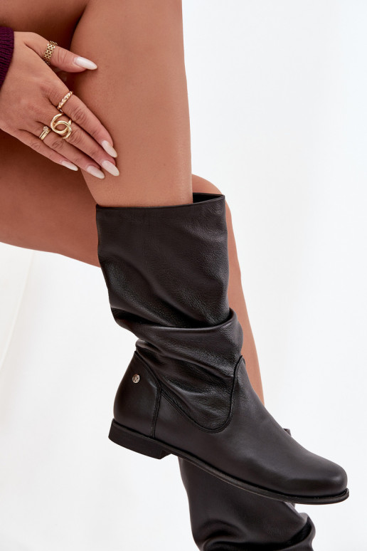 Moteriškas Oda ilgaauliai batai Tai turiciejka 05057-20 juodos spalvos Moteriškas Oda ilgaauliai batai Tai turiciejka 05057-20 juodos spalvos