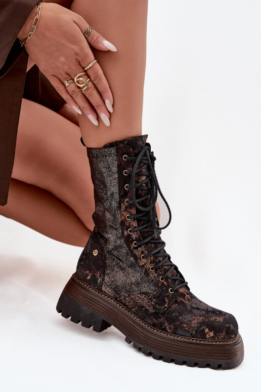 Moteriški aulinukai auliniai batai Tai turiciejka 06203-32 rudos-aukso spalvos