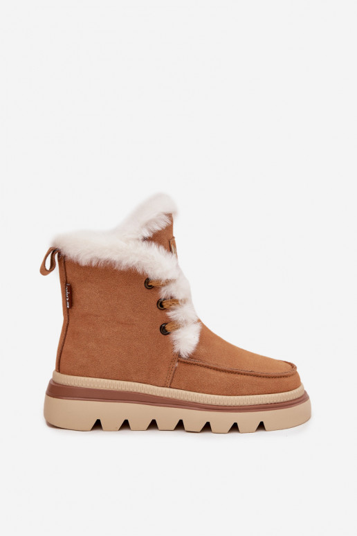 sniego batai MoteriškassuĮjungtaturalnego iš zomšosu Lee Cooper LCJ-25-01-3738 rudos spalvos