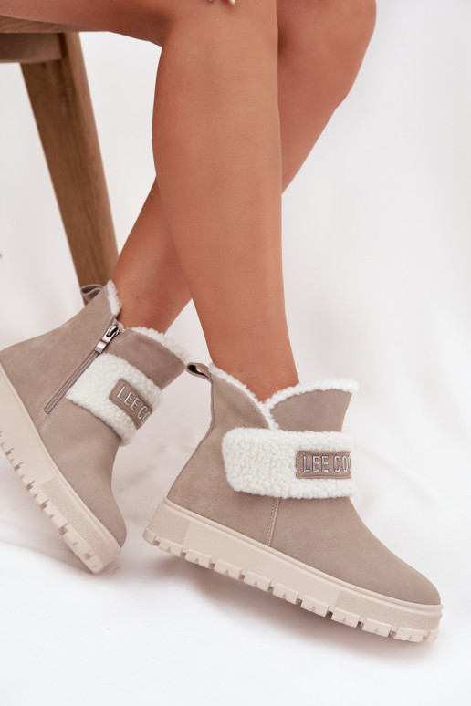 sniego batai Moteriški aulinukaisuĮjungtaturalnego iš zomšosu su pašiltinimu Lee Cooper LCJ-25-01-3739 pilkos spalvos sniego batai Moteriški aulinukaisuĮjungtaturalnego iš zomšosu su pašiltinimu Lee Cooper LCJ-25-01-3739 pilkos spalvos