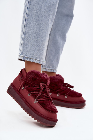 Žemas sniego batai su platforma su kailiuku D.Franklin DFSH370011 bordo spalvos