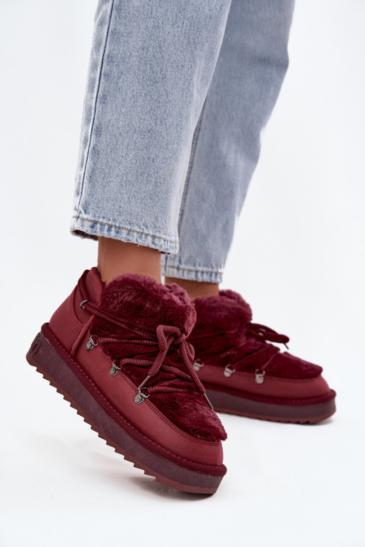 Žemas sniego batai su platforma su kailiuku D.Franklin DFSH370011 bordo spalvos Žemas sniego batai su platforma su kailiuku D.Franklin DFSH370011 bordo spalvos