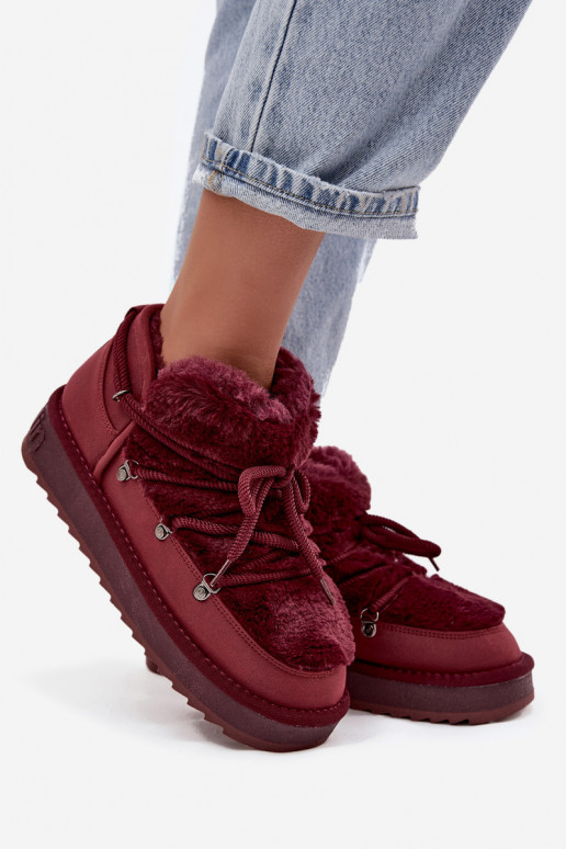 Žemas sniego batai su platforma su kailiuku D.Franklin DFSH370011 bordo spalvos Žemas sniego batai su platforma su kailiuku D.Franklin DFSH370011 bordo spalvos