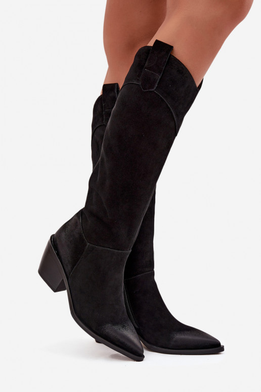 ilgaauliai batai kaubojiško stiliaus Moteriškas su kulniukaissuĮjungtaturalnego iš zomšosu Artiker 57C0232 juodos spalvos ilgaauliai batai kaubojiško stiliaus Moteriškas su kulniukaissuĮjungtaturalnego iš zomšosu Artiker 57C0232 juodos spalvos